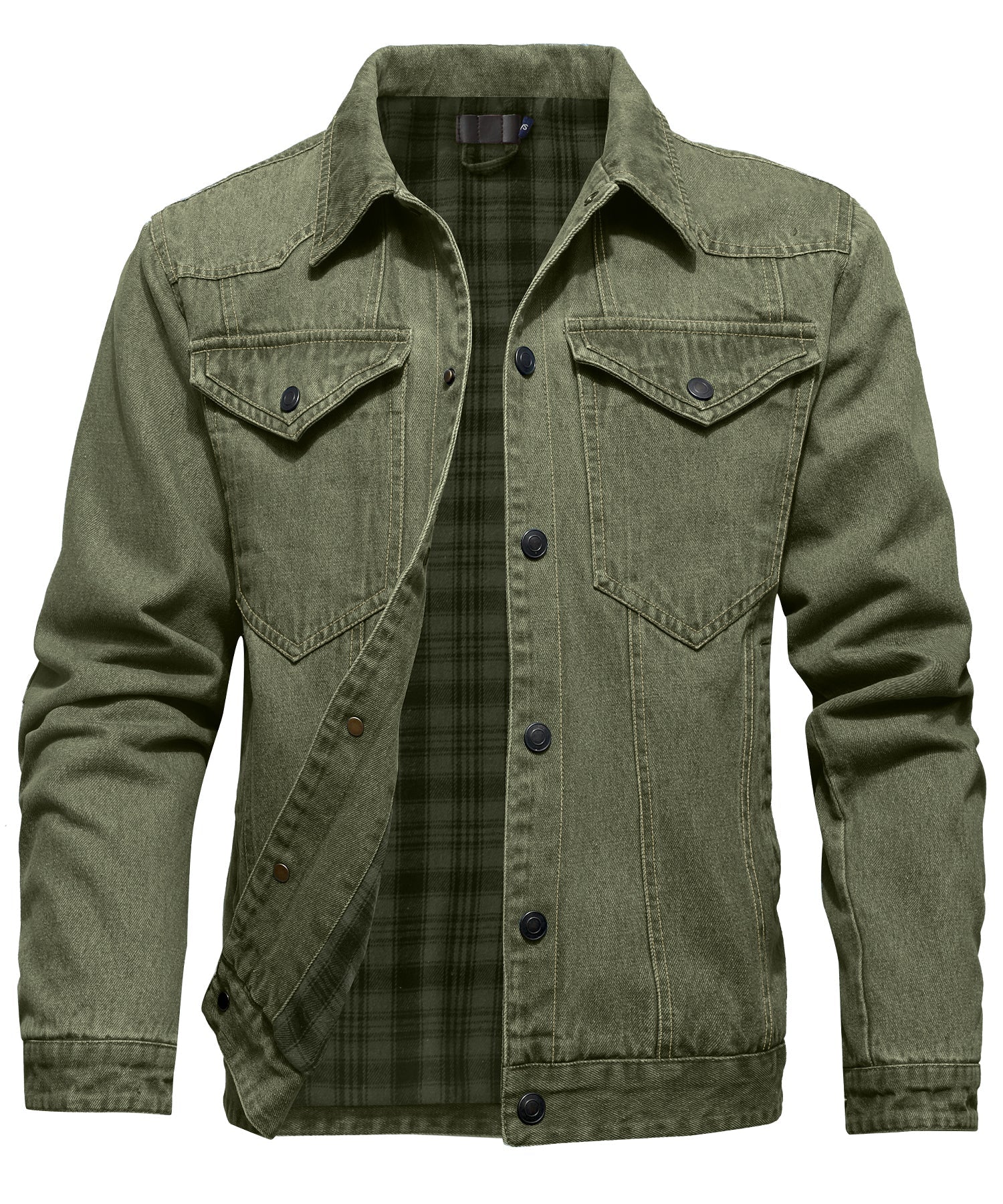 Women's Denim Jacket With Flannel Lining and Double Breast Pockets