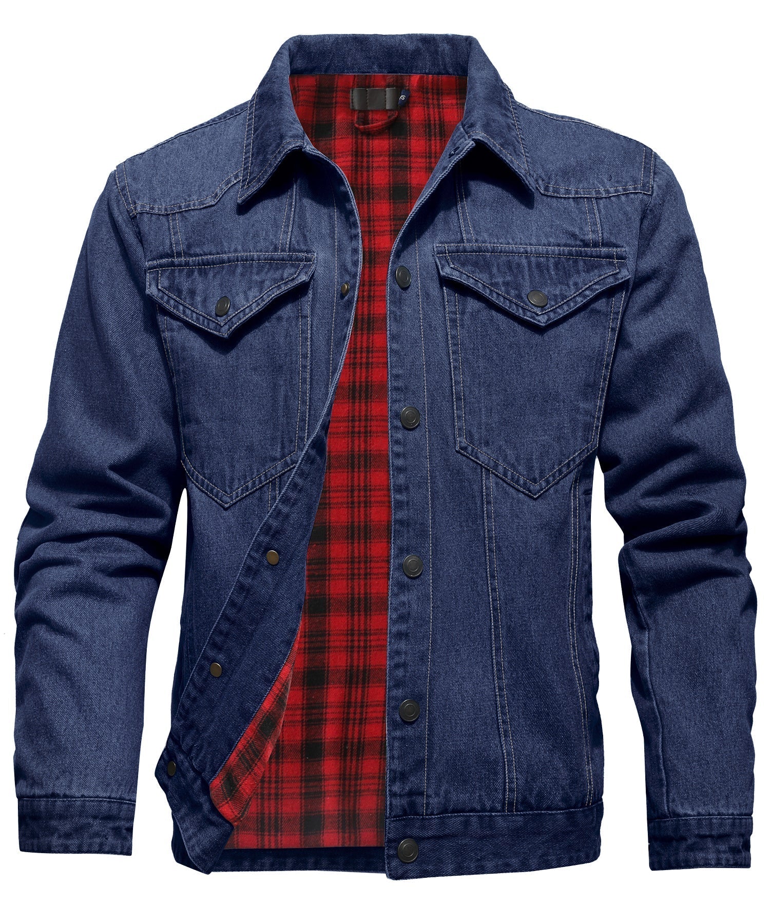 Women's Denim Jacket With Flannel Lining and Double Breast Pockets