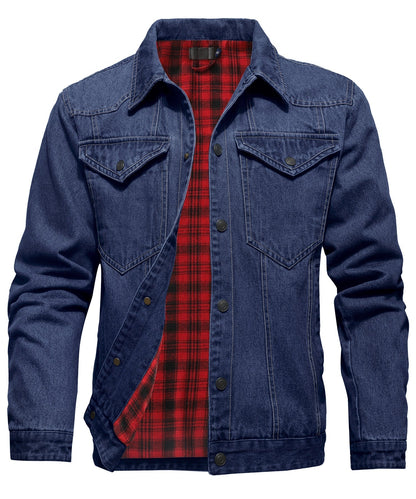 Women's Denim Jacket With Flannel Lining and Double Breast Pockets