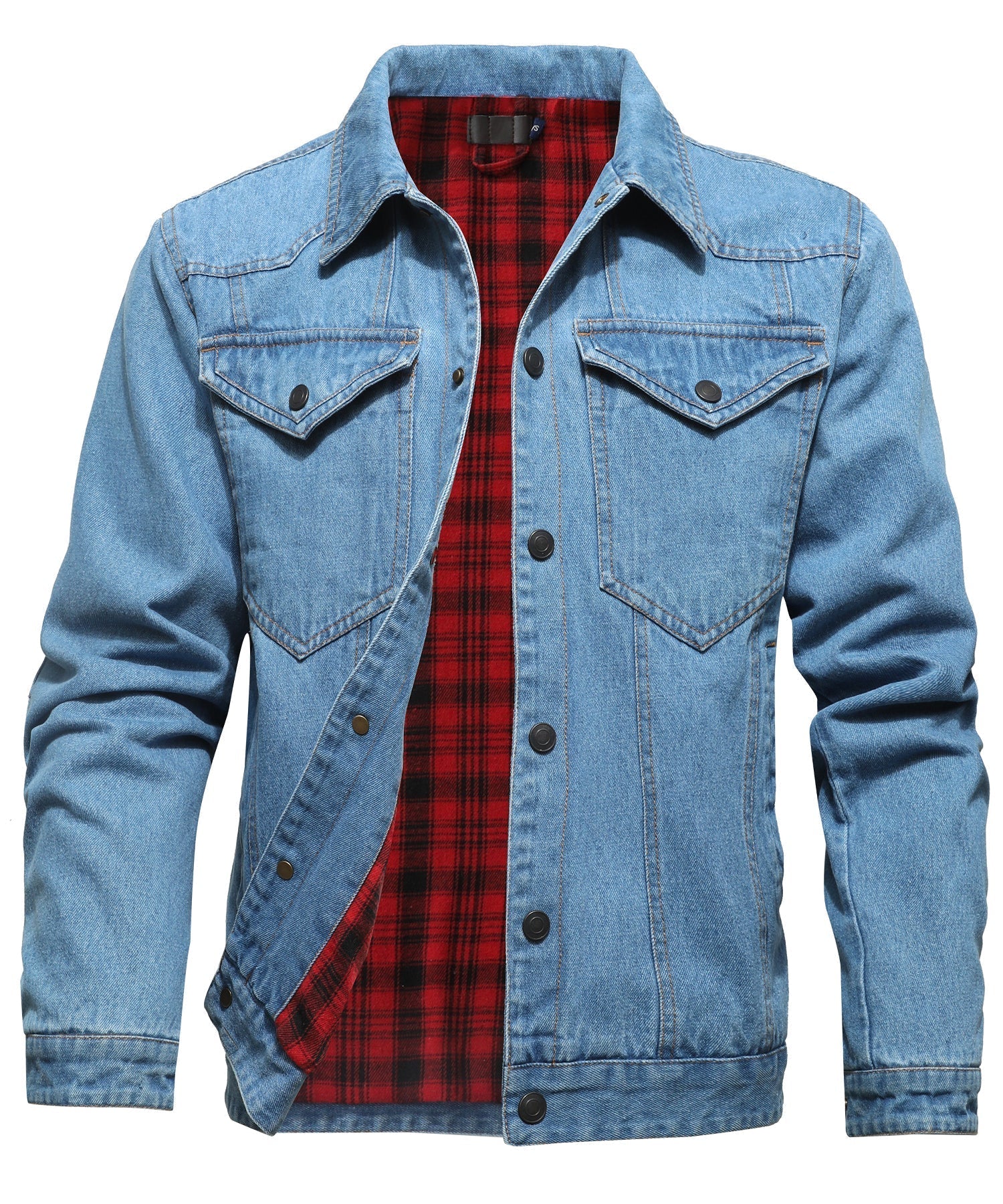 Women's Denim Jacket With Flannel Lining and Double Breast Pockets