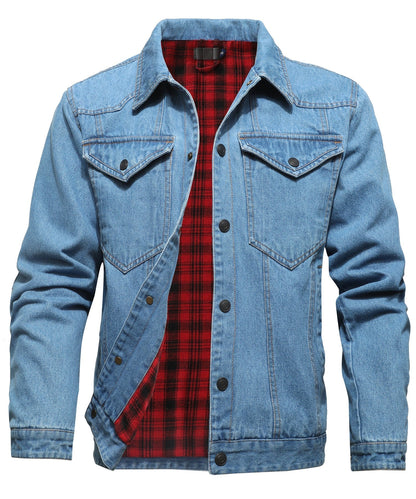 Women's Denim Jacket With Flannel Lining and Double Breast Pockets