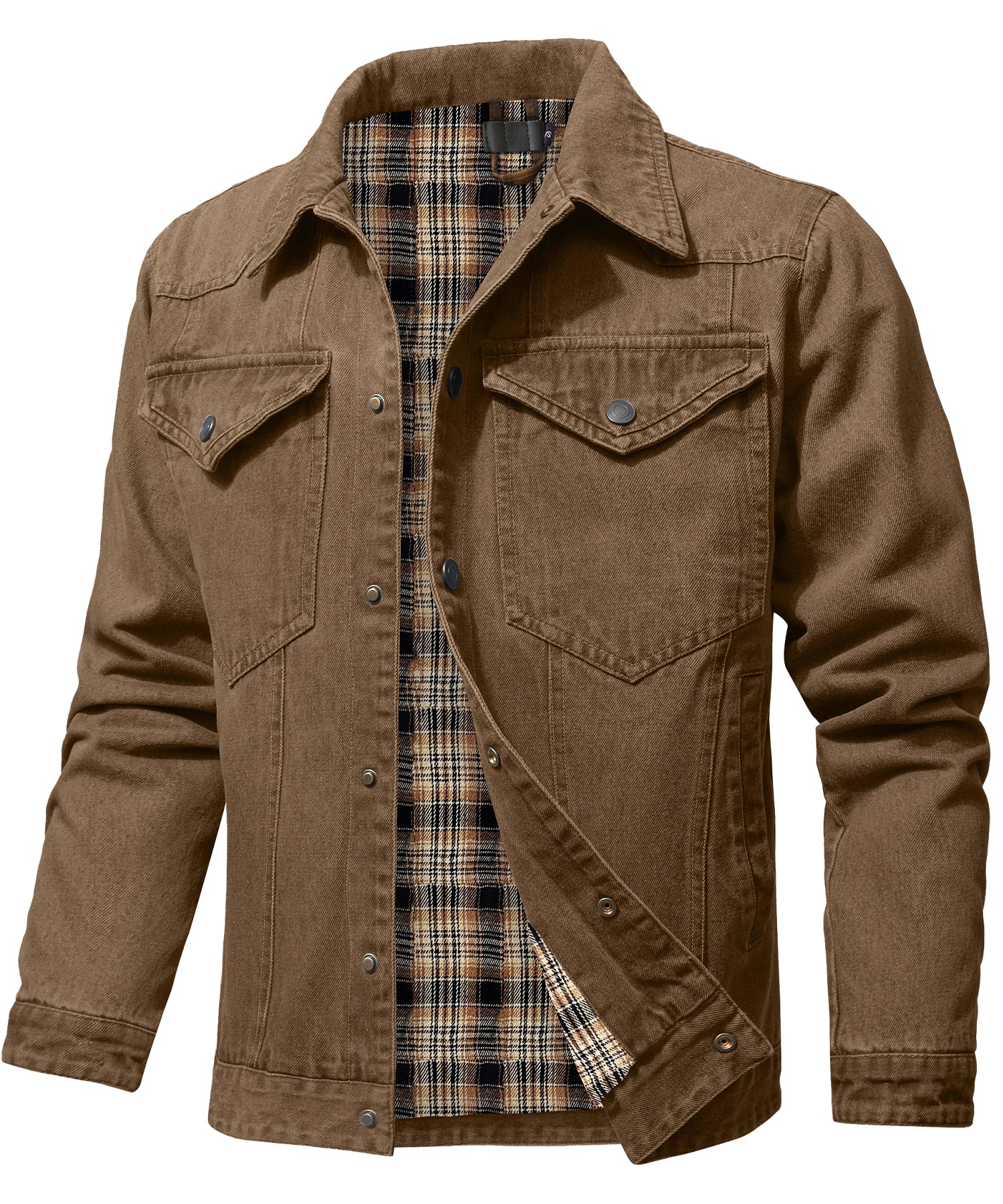 Women's Denim Jacket With Flannel Lining and Double Breast Pockets