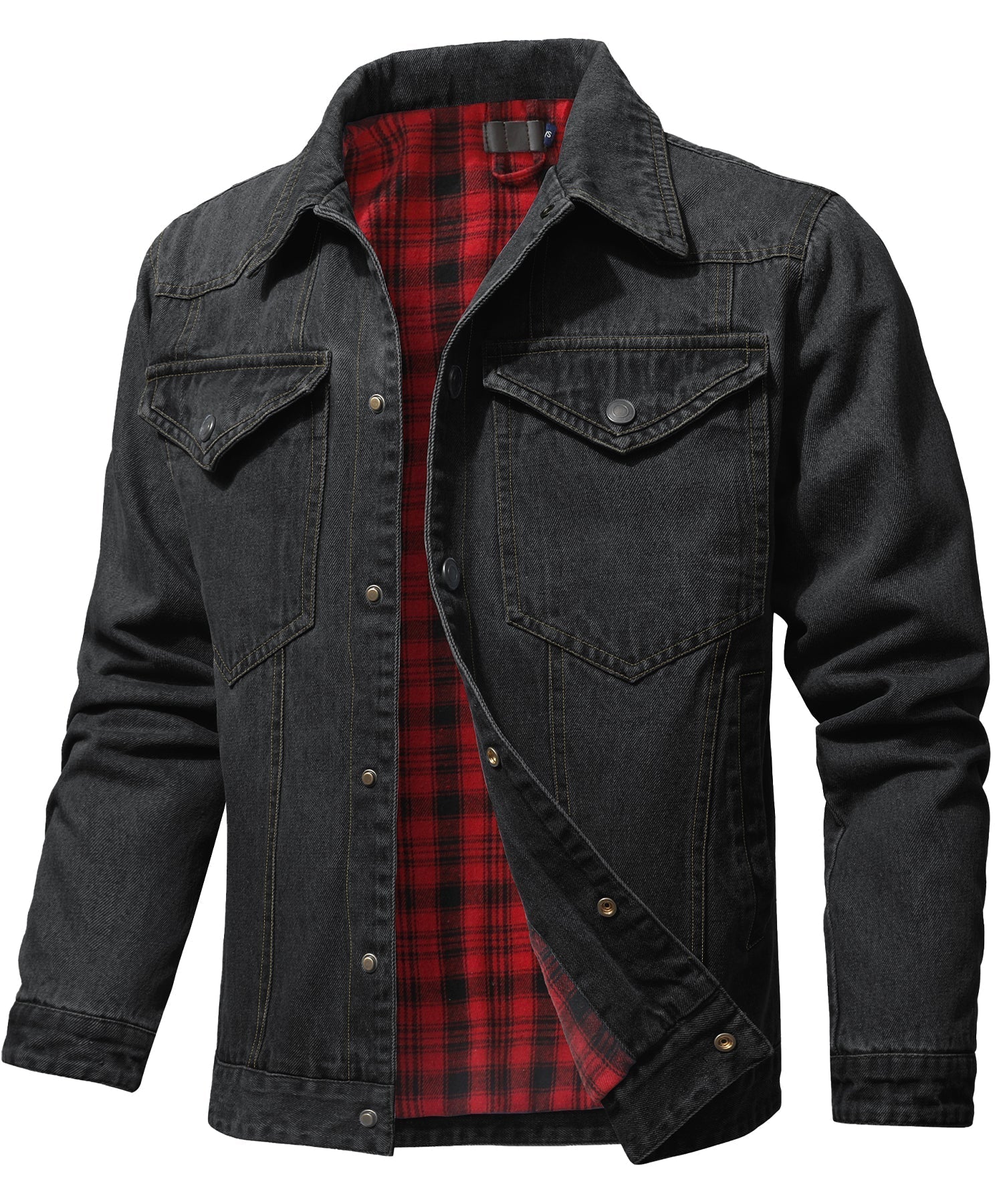 Women's Denim Jacket With Flannel Lining and Double Breast Pockets