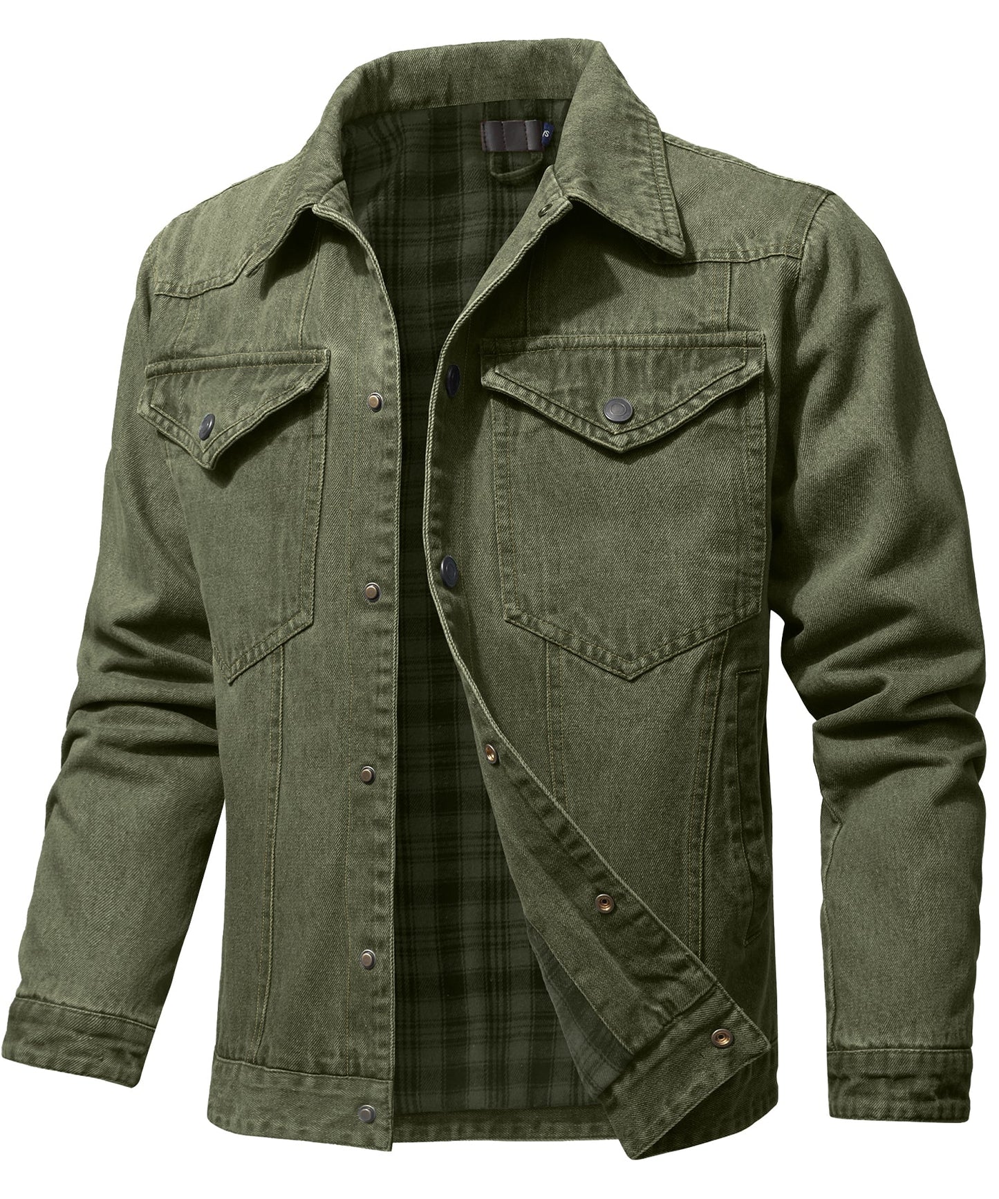 Women's Denim Jacket With Flannel Lining and Double Breast Pockets