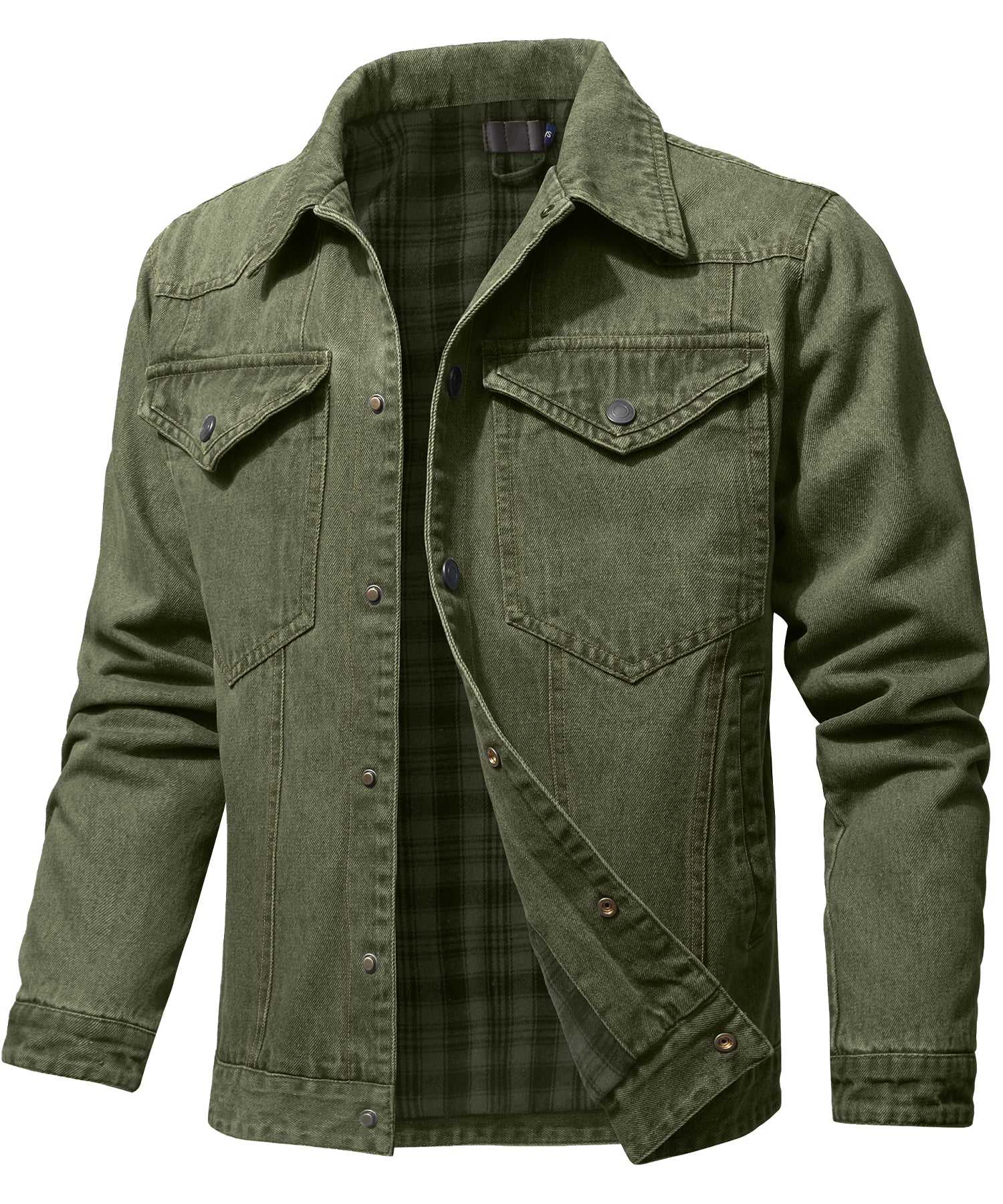 Women's Denim Jacket With Flannel Lining and Double Breast Pockets