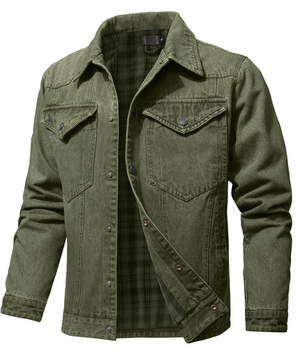 Women's Denim Jacket With Flannel Lining and Double Breast Pockets