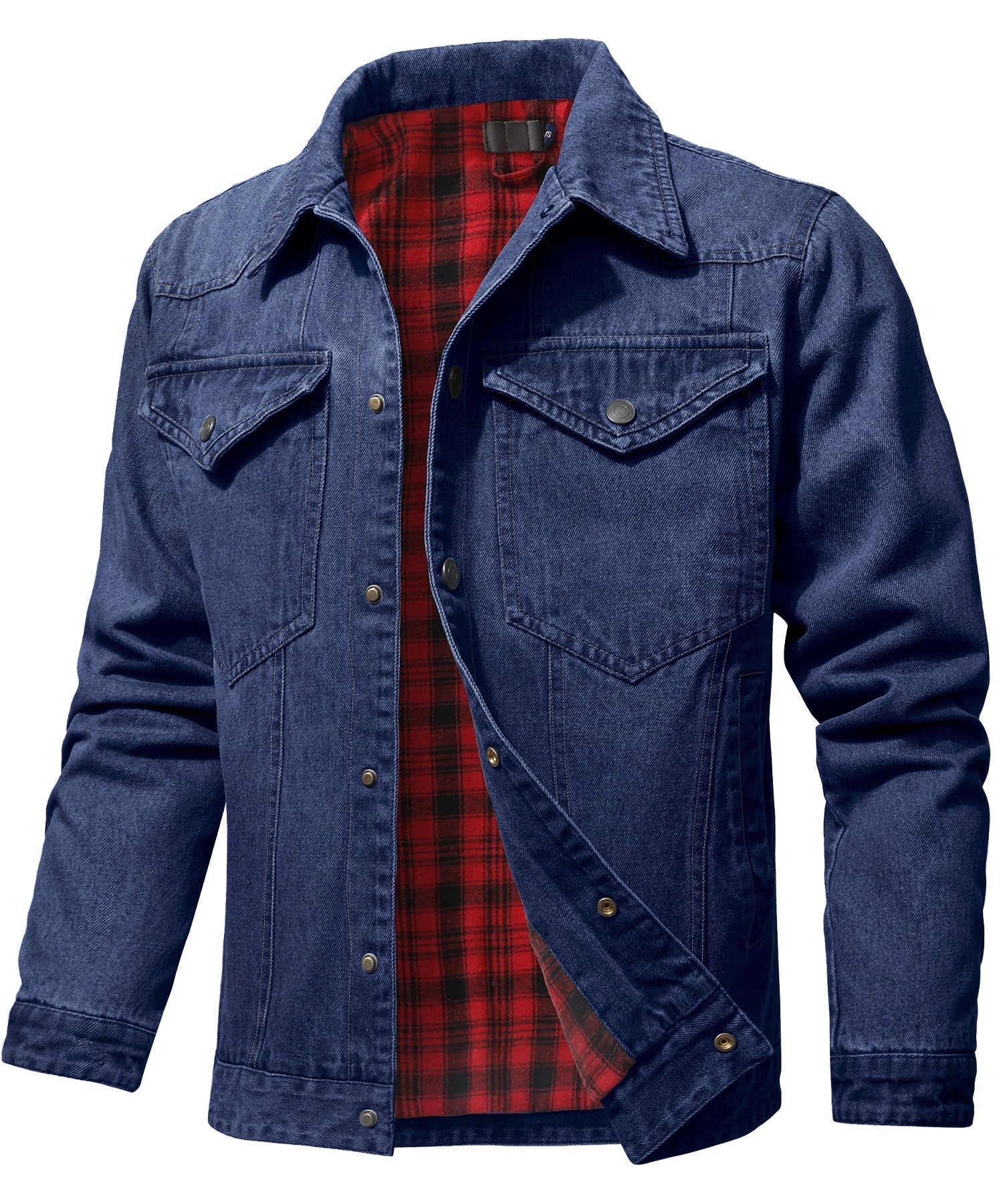 Women's Denim Jacket With Flannel Lining and Double Breast Pockets