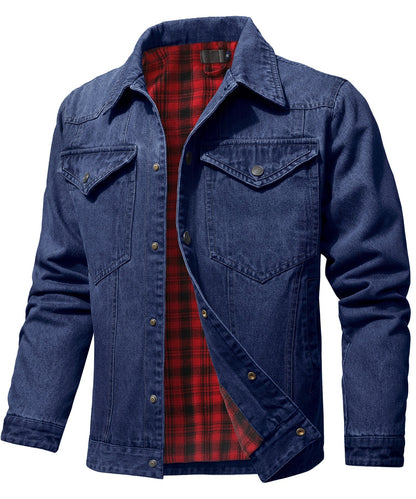 Women's Denim Jacket With Flannel Lining and Double Breast Pockets