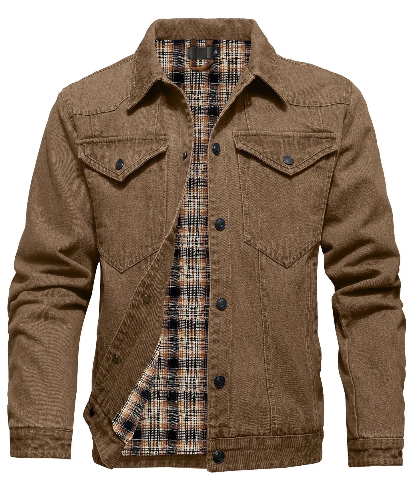 Women's Denim Jacket With Flannel Lining and Double Breast Pockets