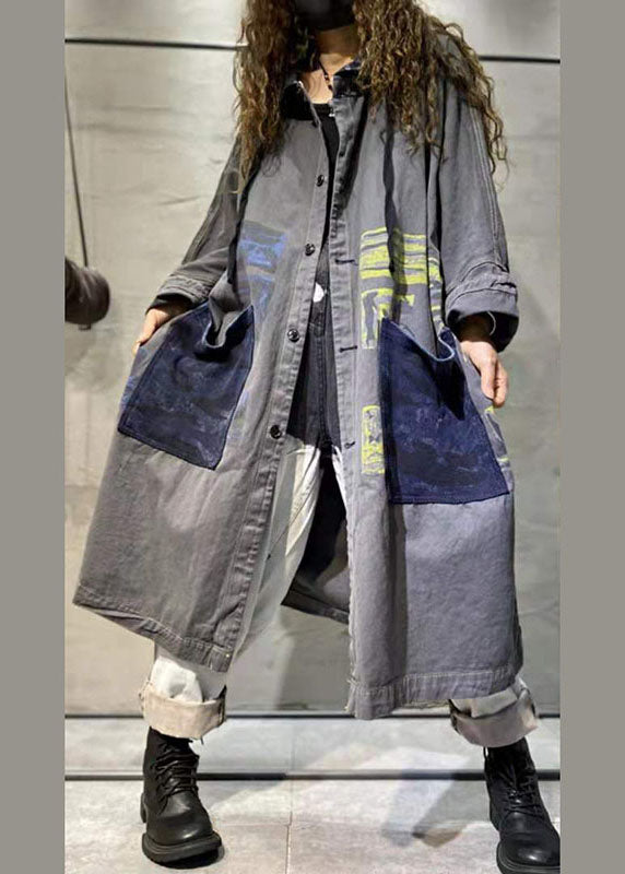 Women's Denim Jacket with Long Sleeves and Buttons