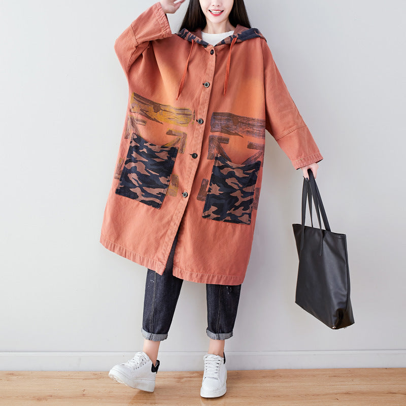 Women's Denim Jacket with Long Sleeves and Buttons