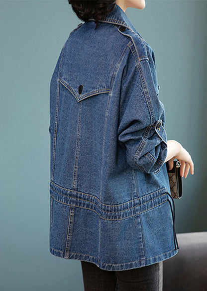 Women's Denim Jacket with Peter Pan Collar and Long Sleeves