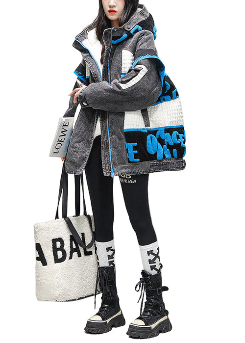 Women's Denim Jacket with hood and zip fastening