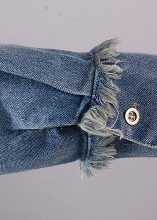 Women's Denim O-neck Dress with Buttons and Pockets Casual