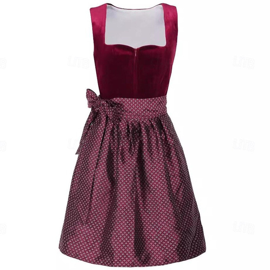 Women's Dirndl Dress With Floral Embroidery And Schürze For Oktoberfest