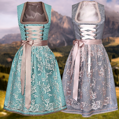 Women's Dirndl Traditional Costume with Apron and Blouse