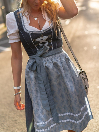 Women's Dirndlkleid Traditional Blue with Schürze