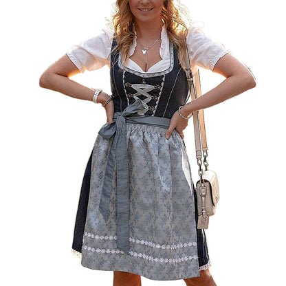 Women's Dirndlkleid Traditional Blue with Schürze