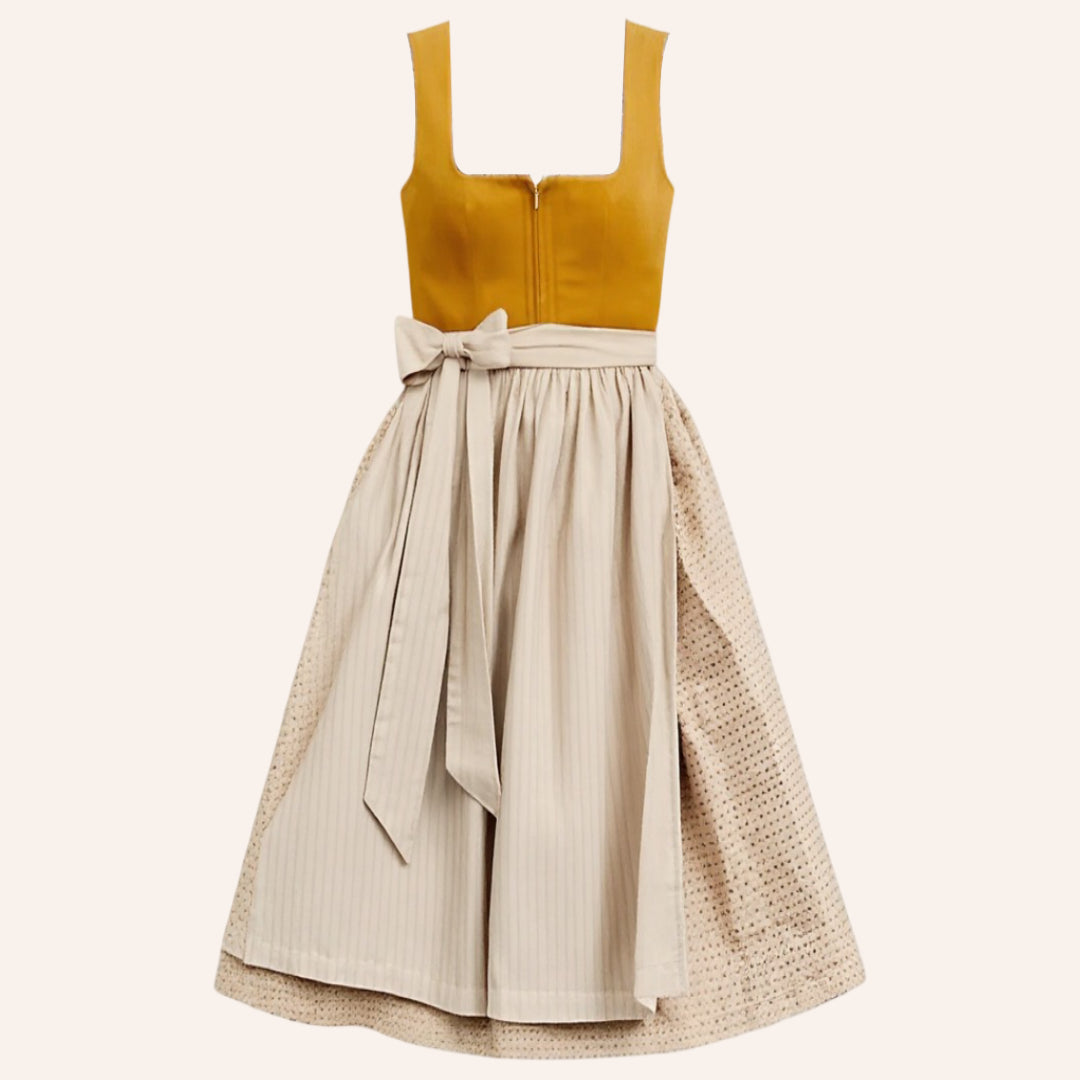 Women's Dirndlkleid Vintage Style Beige Schürze