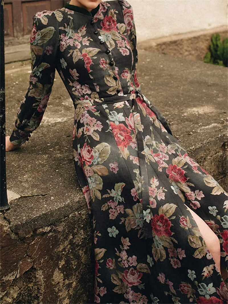 Women's Dirndlkleid Vintage Style with Floral Pattern and Schürze