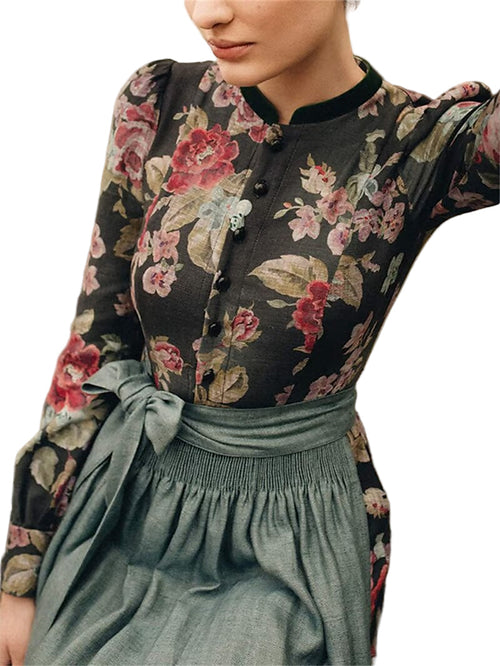 Women's Dirndlkleid Vintage Style with Floral Pattern and Schürze