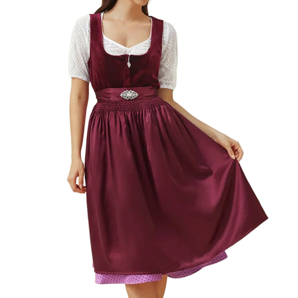Women's Dirndlkleid with Schürze Lilac Layered High Quality Fabrics