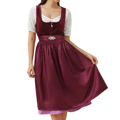 Women's Dirndlkleid with Schürze Lilac Layered High Quality Fabrics