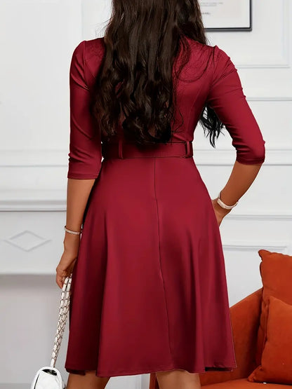 Women's Dress Circular Neckline with Zipper Suitable for Summer and Parties
