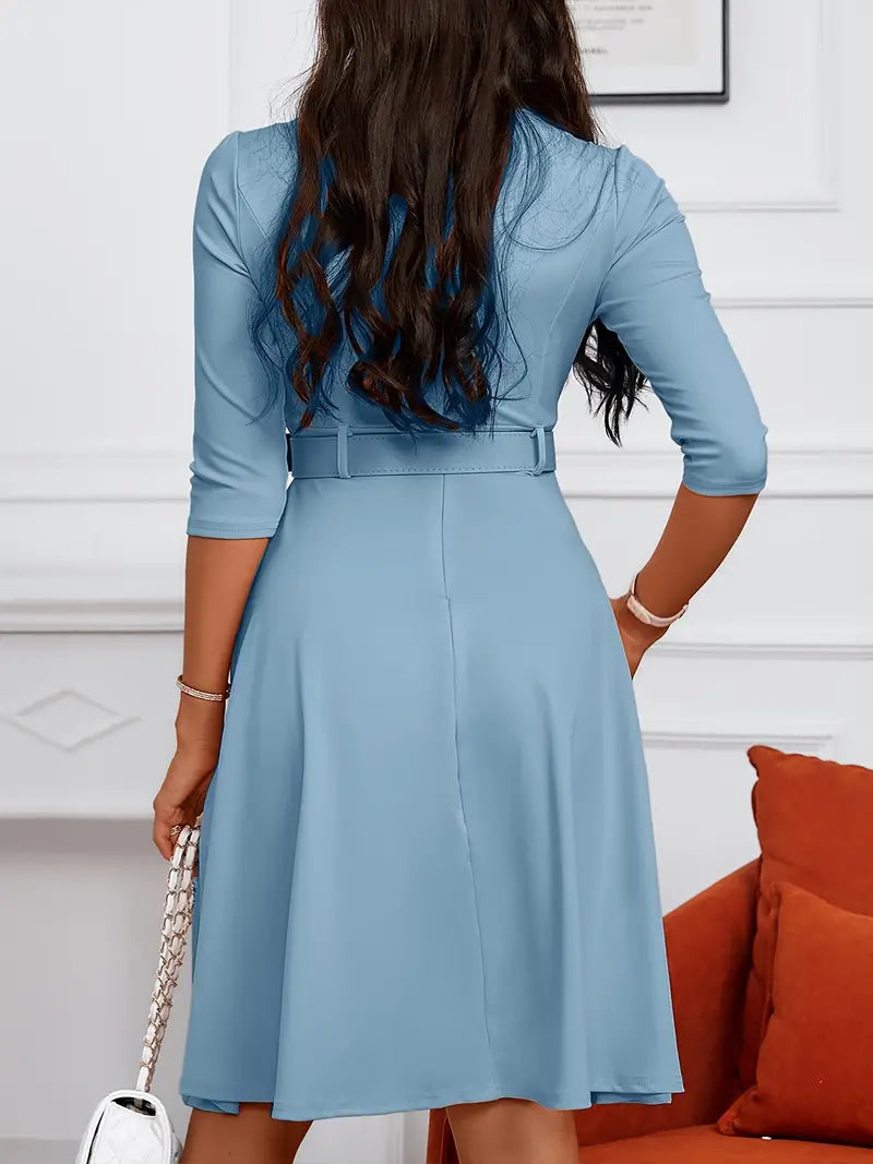 Women's Dress Circular Neckline with Zipper Suitable for Summer and Parties