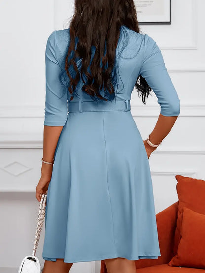 Women's Dress Circular Neckline with Zipper Suitable for Summer and Parties