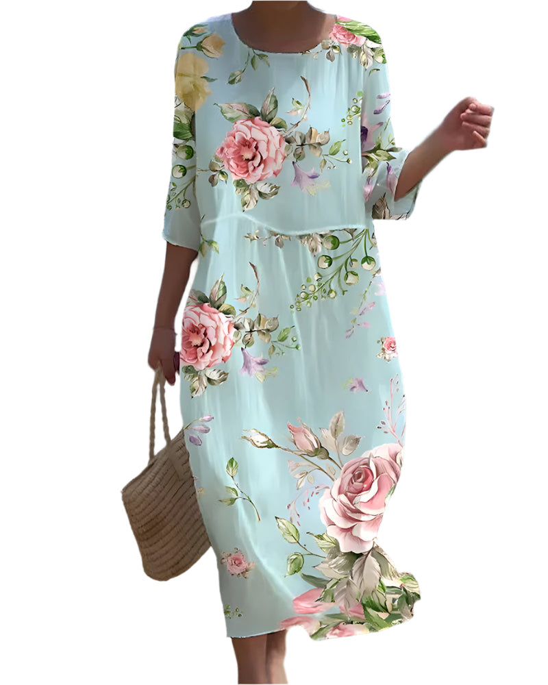 Women's Dress Floral Elegant Style Light Fabric