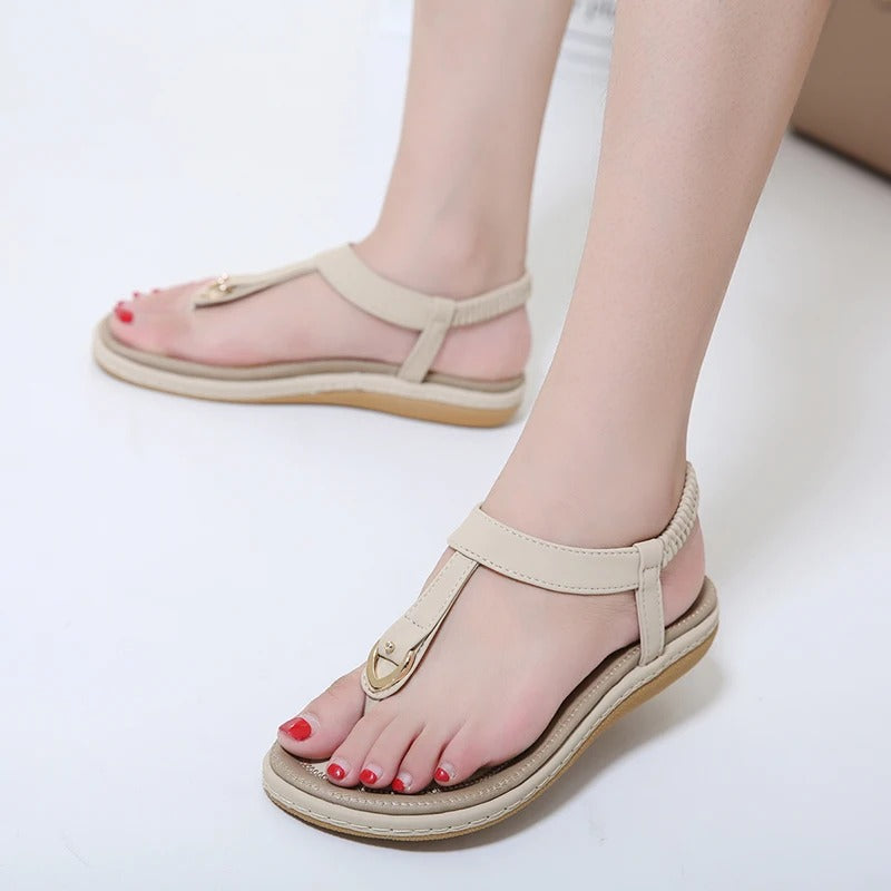 Women's Elastic Ankle Strap Flat Sandals