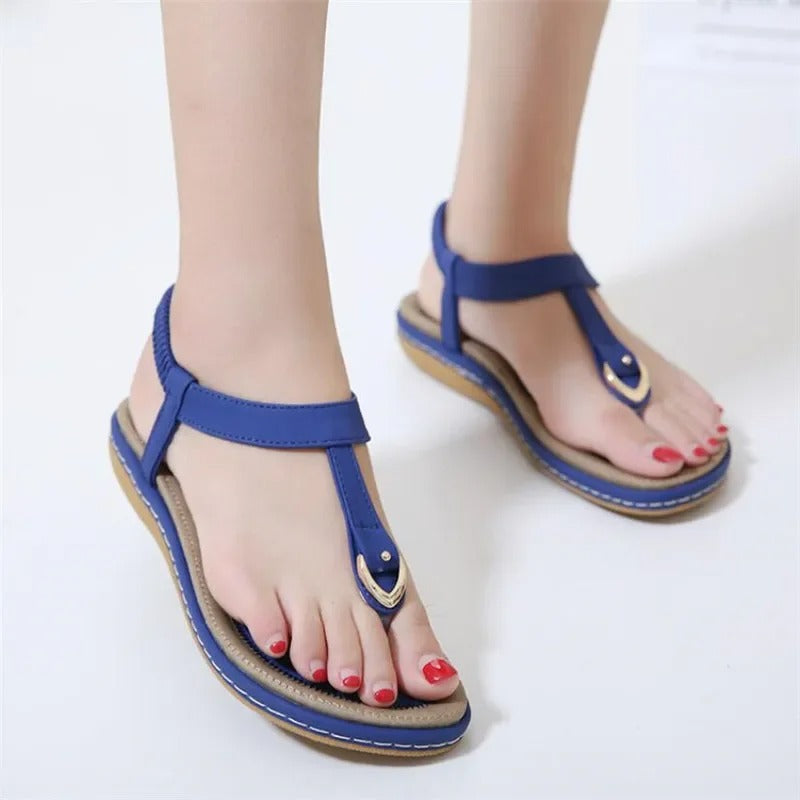 Women's Elastic Ankle Strap Flat Sandals