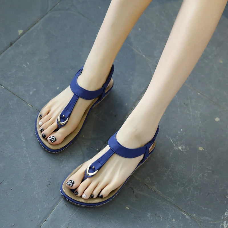 Women's Elastic Ankle Strap Flat Sandals