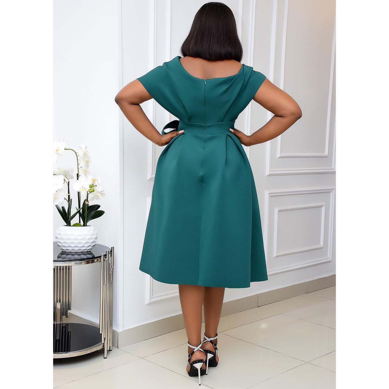 Women's Evening Dress Long V-Neck Slim Design Luxury Materials