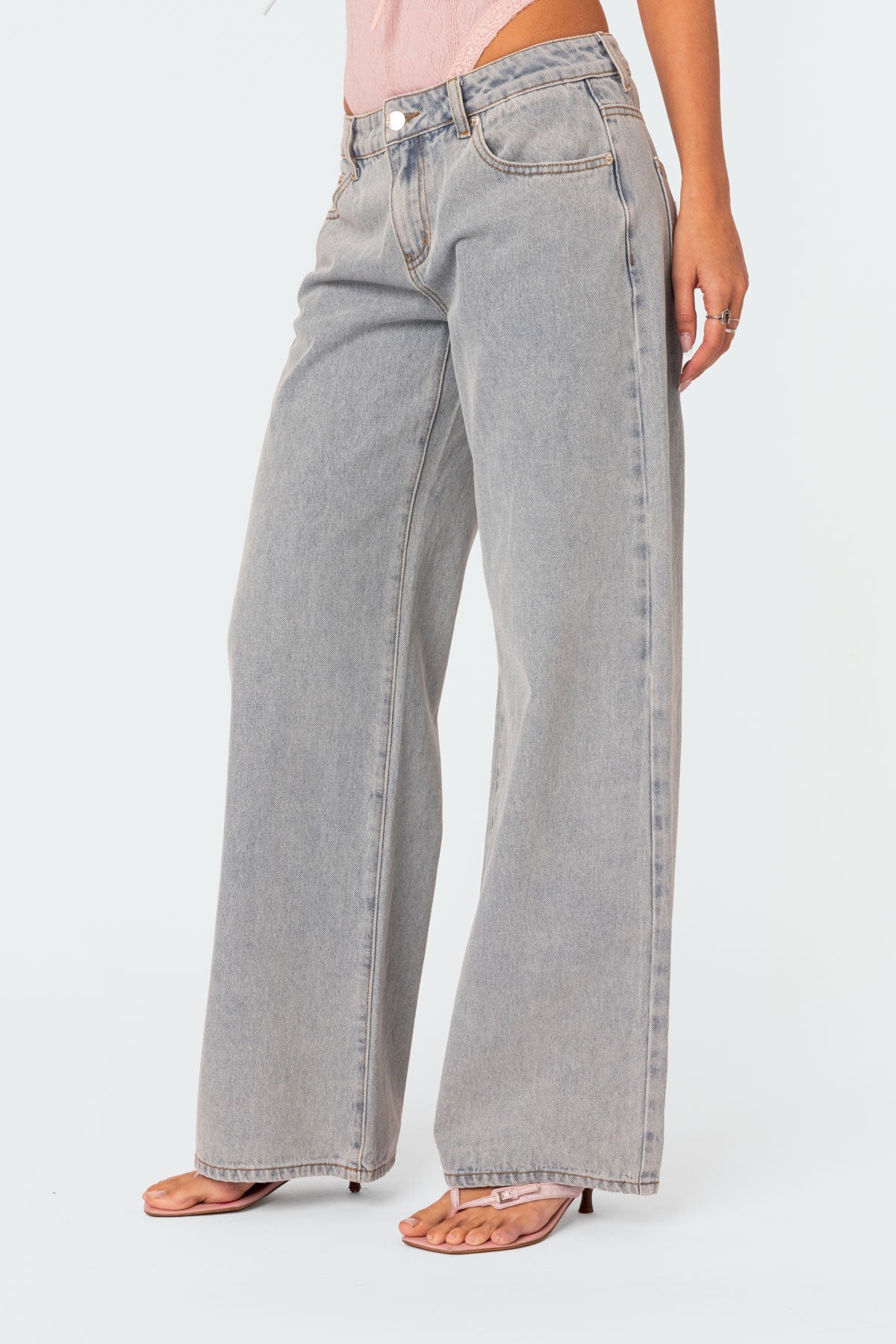 Women's Flared Jeans Grey Casual Stretch Denim