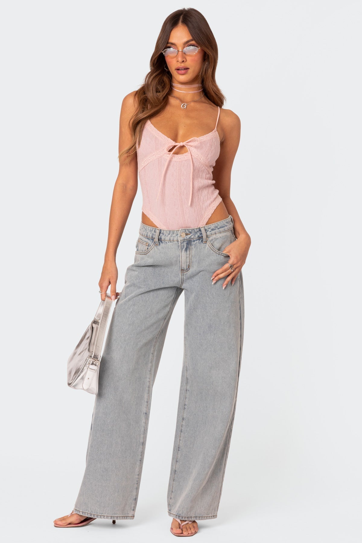 Women's Flared Jeans Grey Casual Stretch Denim