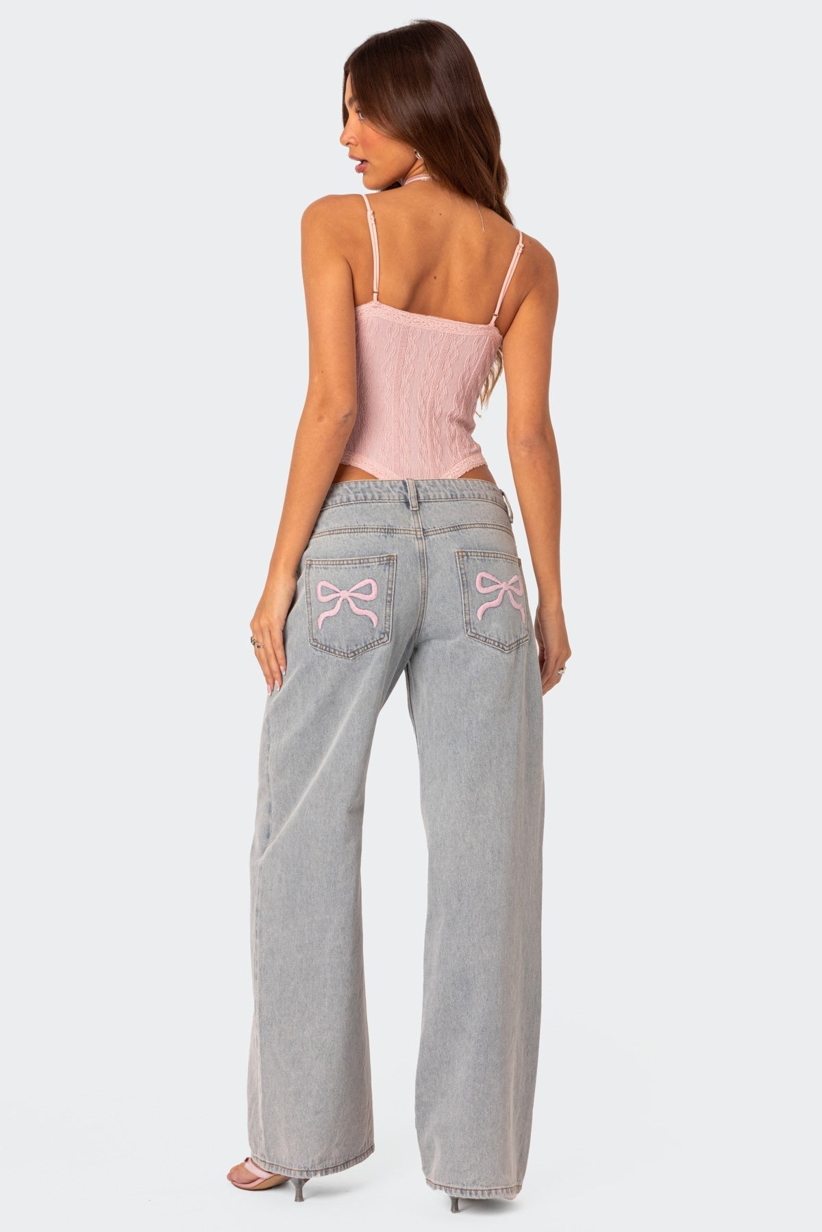 Women's Flared Jeans Grey Casual Stretch Denim