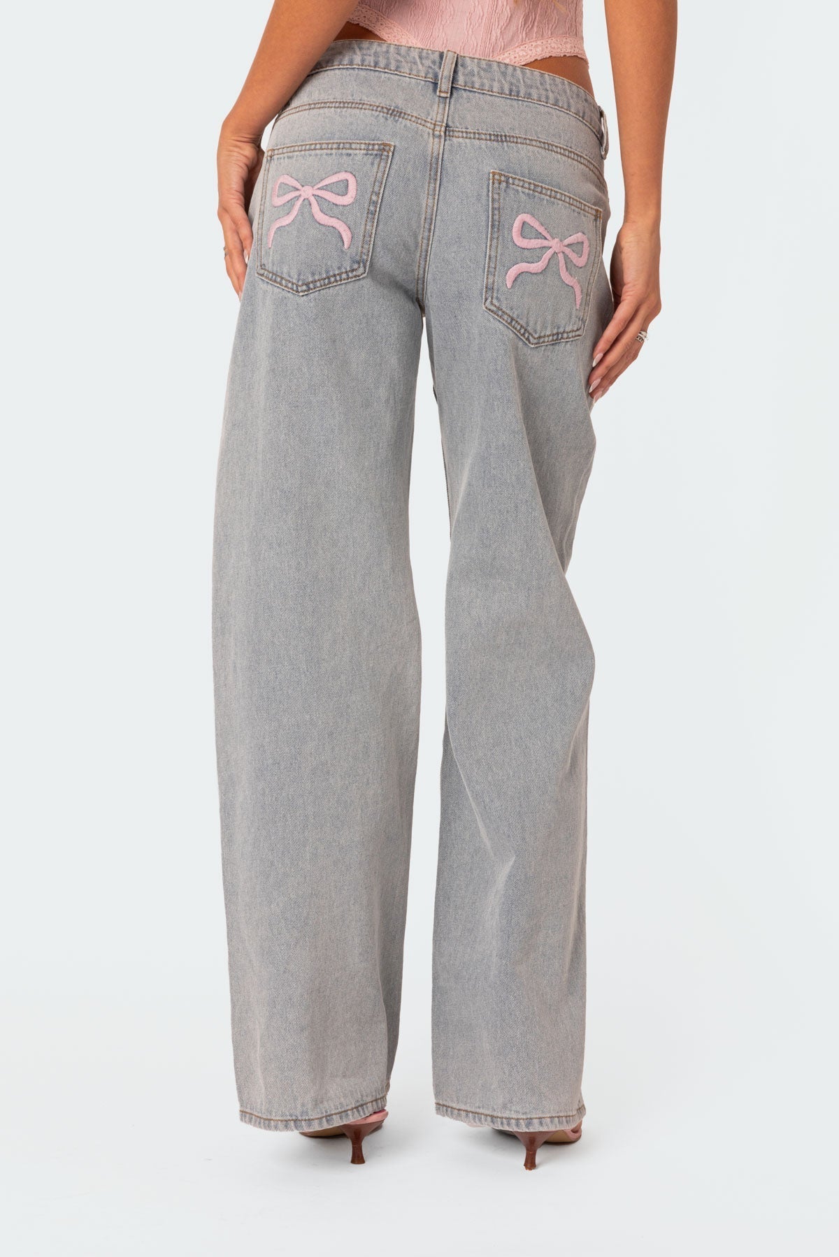 Women's Flared Jeans Grey Casual Stretch Denim