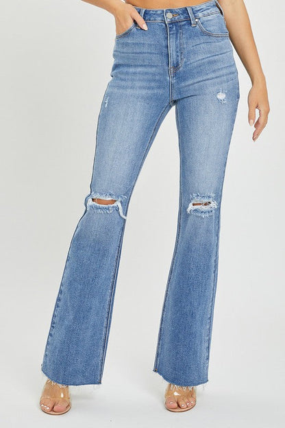 Women's Flared Jeans High Waist Medium Denim