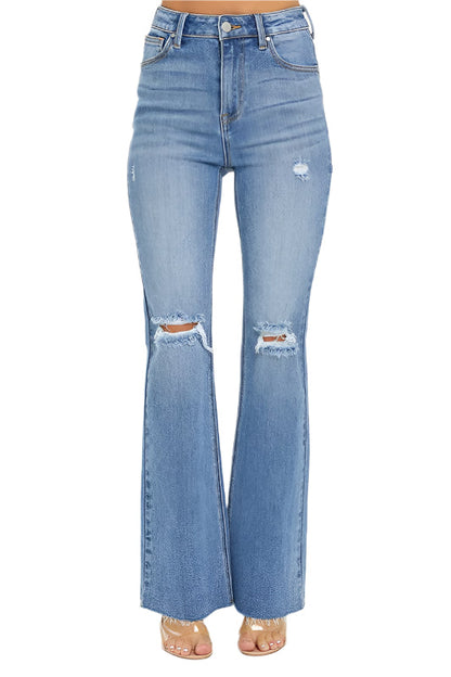 Women's Flared Jeans High Waist Medium Denim