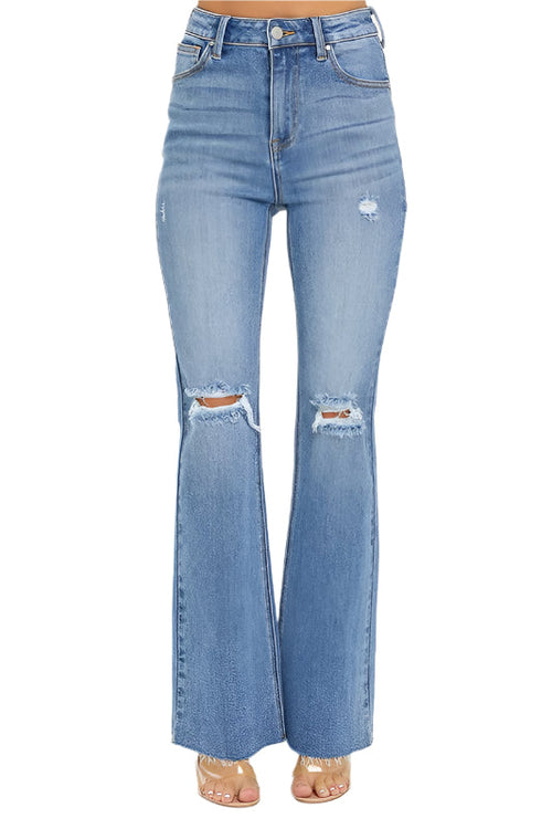 Women's Flared Jeans High Waist Medium Denim