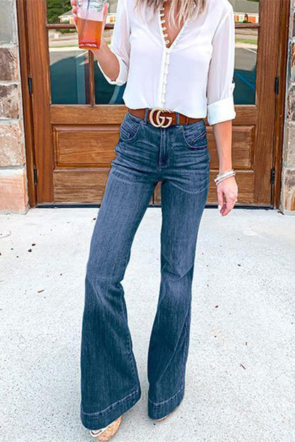 Women's Flared Jeans With Worn Look