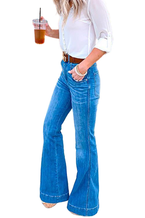 Women's Flared Jeans With Worn Look
