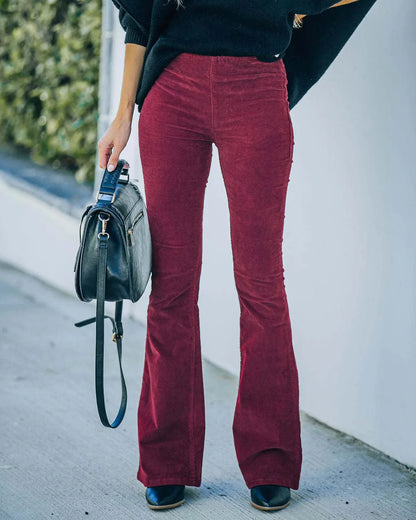 Women's Flared Trousers High Waist Soft Mixed Fabric