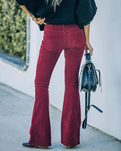 Women's Flared Trousers High Waist Soft Mixed Fabric