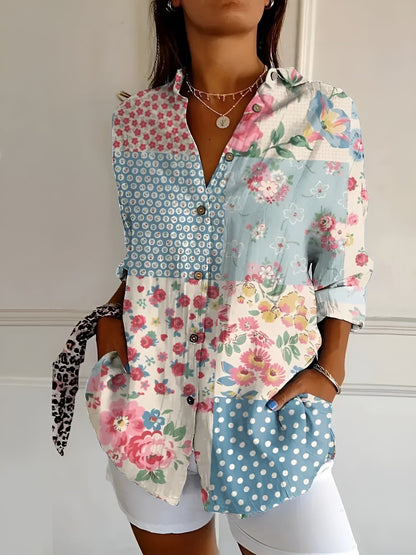 Women's Floral Pattern Shirt With Buttons