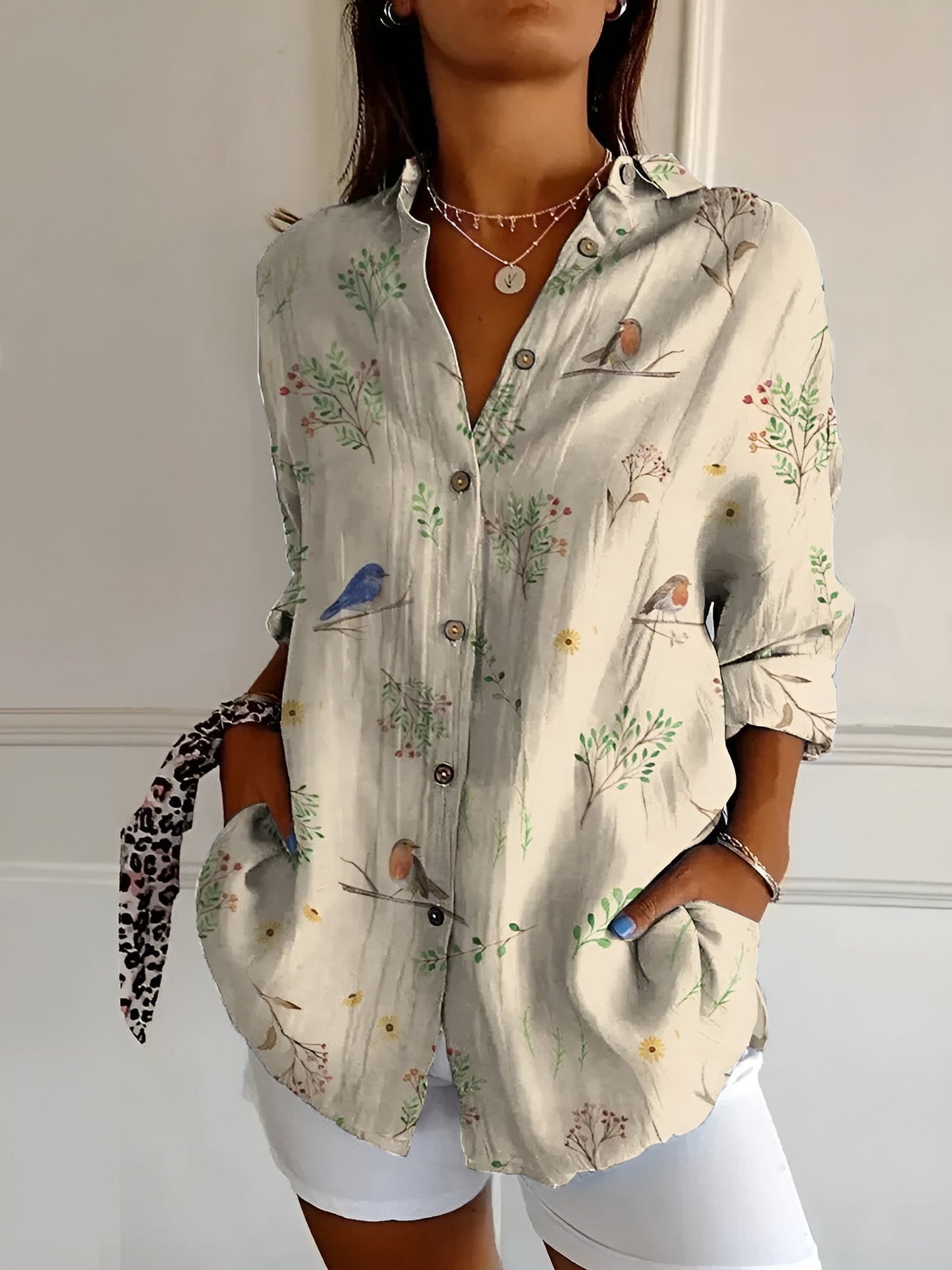 Women's Floral Pattern Shirt With Buttons