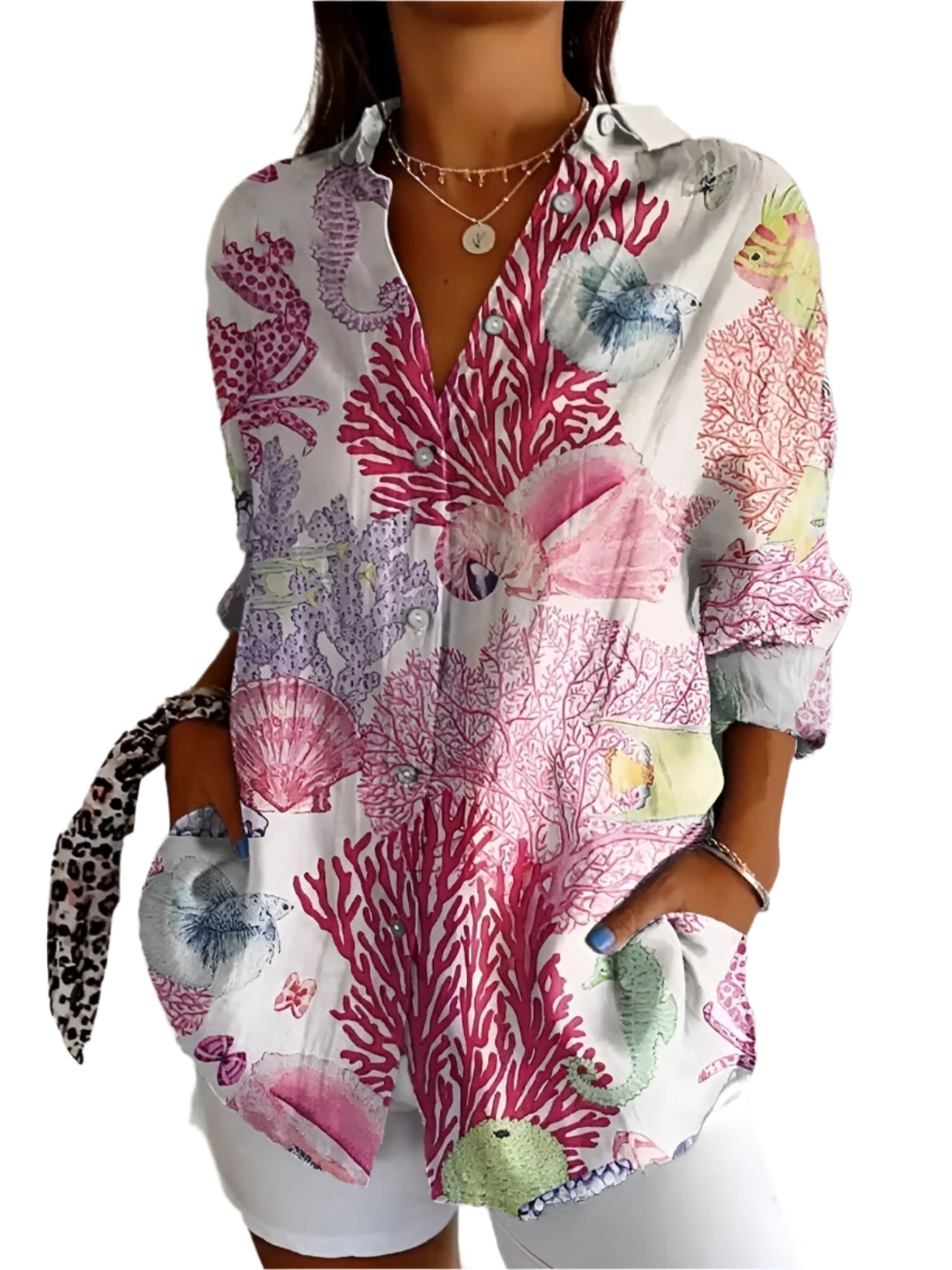 Women's Floral Pattern Shirt With Buttons