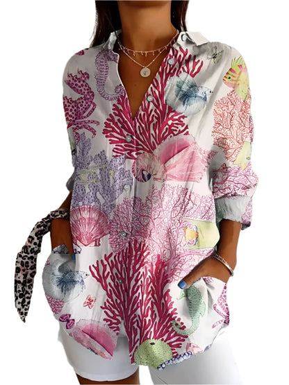 Women's Floral Pattern Shirt With Buttons